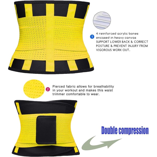 Taljetrænerbælte til kvinder - Talje Cincher Trimmer - Slank kropsformningsbælte - Sport Girdle Belt (UP Graded) Yellow L