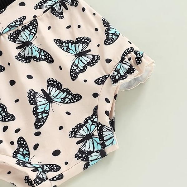 Babykläder Flicka Sommar Söta Kläder 12 18 Månader Spaghettiband Romper & Blommig Shorts Set black 80CM