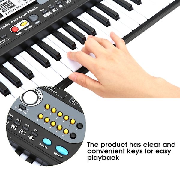 Elektronisk keyboard 54-tasters multifunksjonell barn musikkundervisning leketøy med mikrofon