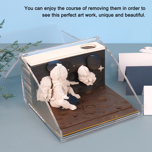 3D Memo Pad 3D Art Notepad Papper 3D Sticky Notes Riv Av Papper Avslöja Astronaut för Kontor Hem Rymdutforskning Tema