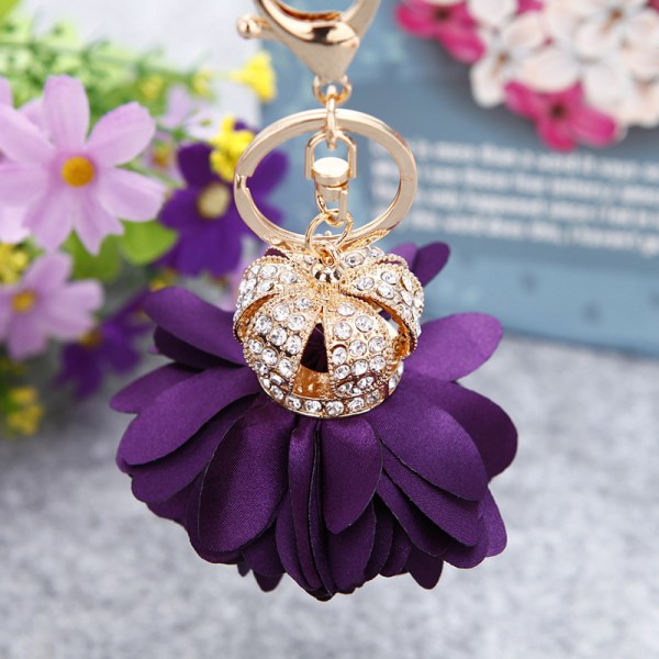 Girl Heart Flower Car Keychain Women's Metal Bag Pendant Keychain Ring - Crown Flower