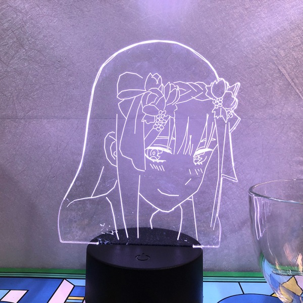 Qinwei Anime Frank Zero Two 3D Natlampe 16 Farver Soveværelse Dekorative Anime Lampe Led Illusion -- Mønster D (Sort Sæde)