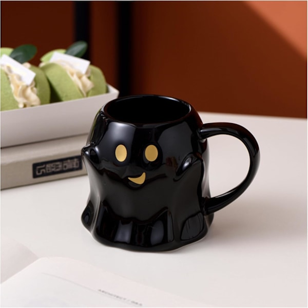 Novelty Spøgelseskop 3D Sød Keramik Kaffe Kop Perfekt til Fødselsdag Hvid Elefant Gave til Kaffe Mælk Te Elsker Black