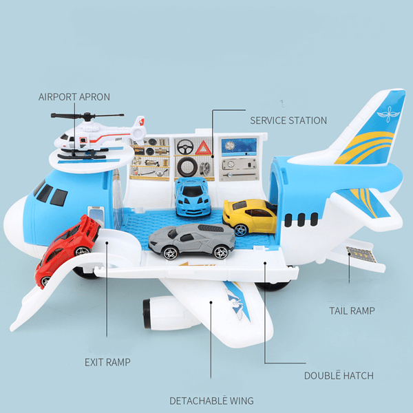 Transport Cargo Flymaskin Bil Leke Sett for Gutter og Jenter 3+ (Blå)