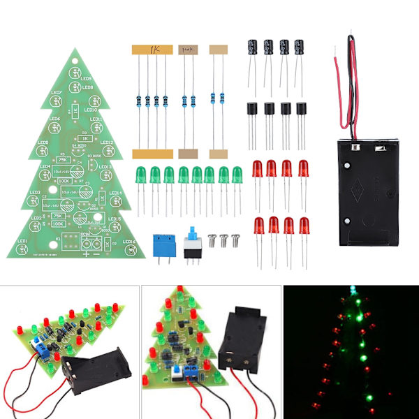 LED DIY PCB kredsløbskort kit blinkende træ 3D juletræ elektroniske dele sæt