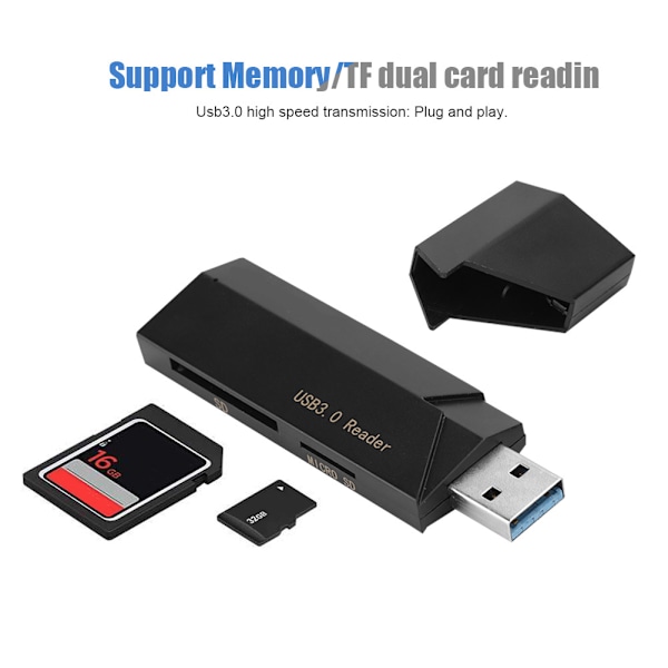 Mini minneskort/TF dubbla kortläsare USB3.0 kortläsare universell för Windows / OSX / Linux