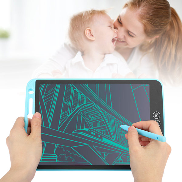 10in Delvist Slettelig LCD Skriveplade Børn Graffiti Smart Fortykke Pen Tavle Monokrom Håndskrift Himmelblå