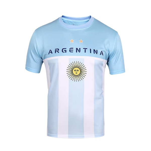 Sports Argentina Football T-Shirt – Jersey Style Short Sleeve Sports National Football Team Graphic Sports T-Shirt, M