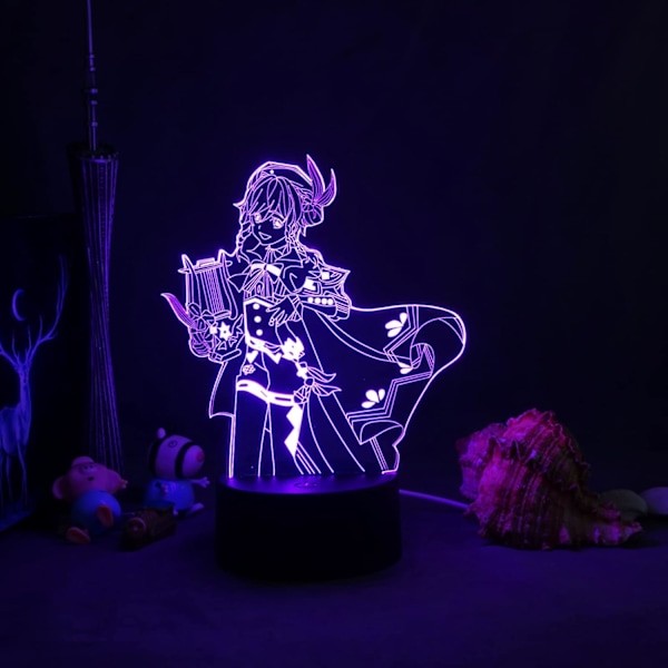 Genshin Impact Natlampe 3D Illusion Lampe Spil Lys til Soveværelse Dekoration LED Lys Sengelampe Børnegave