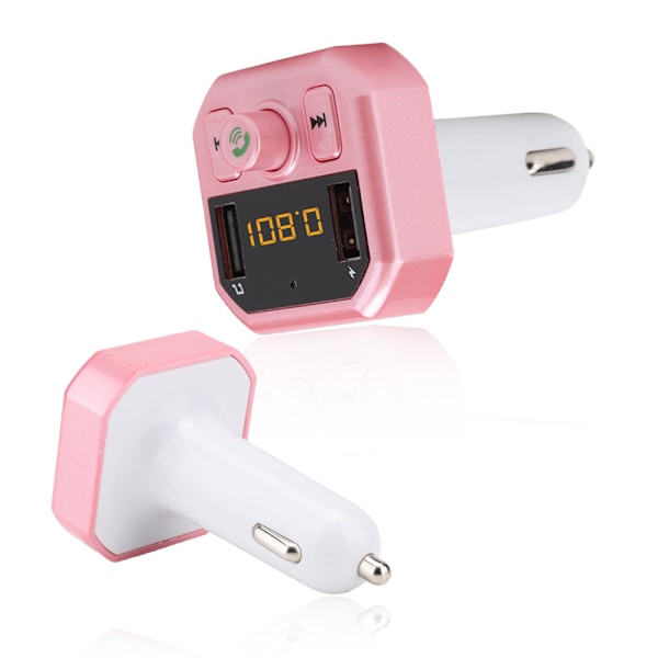 B9 Bil Mp3 Bil Bluetooth Handsfree-spelare Bil Usb Laddare 3.1A Snabbladdning (Rosa)