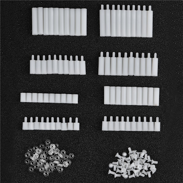 210 stk skruesett plastskruer og muttere med oppbevaringsboks for DIY Raspberry Pi 2/3