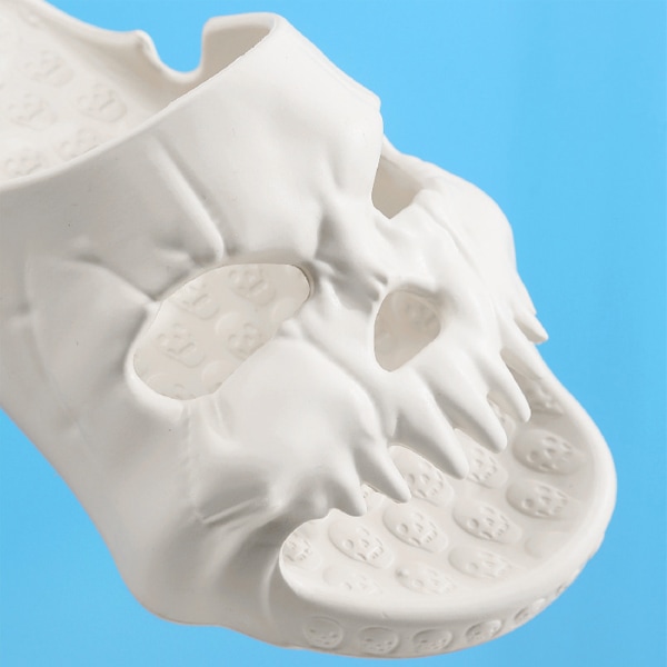 Herr Skull Slide Tofflor EVA Tjock Sula Antihalk Mjuka Skull Slide Tofflor för Sommar Utomhus Vit 42/43 White 42/43