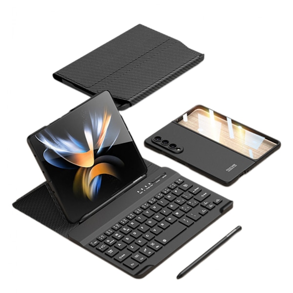 Fodral med tangentbord för Samsung Galaxy Z Fold 4, avtagbart Bluetooth-tangentbord, inbyggt S Pen-fack och skärmskydd