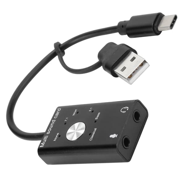 7.1 USB 2.0 Externt Ljudkort 2 i 1 Ljudadapter Typ-C Mikrofon Datortillbehör