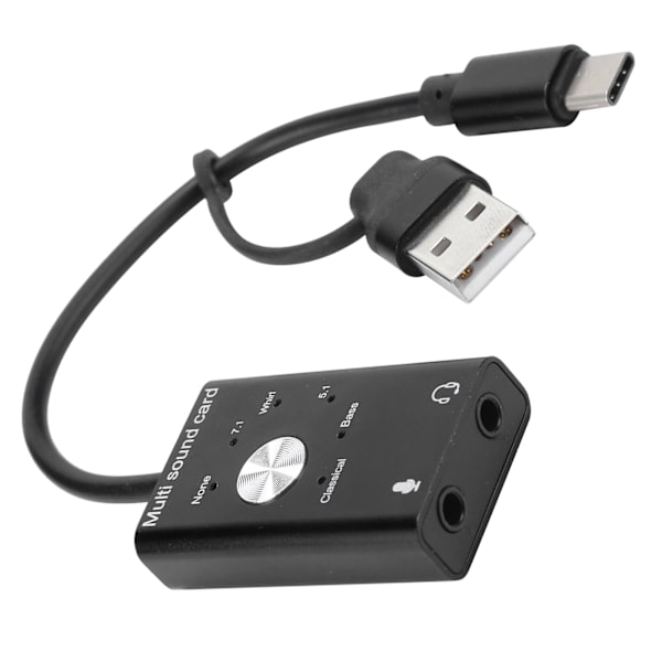 7.1 USB 2.0 Ulkoinen äänikortti 2 In1 Ääniadapteri Type‑C Mikrofoni Tietokoneen lisävaruste