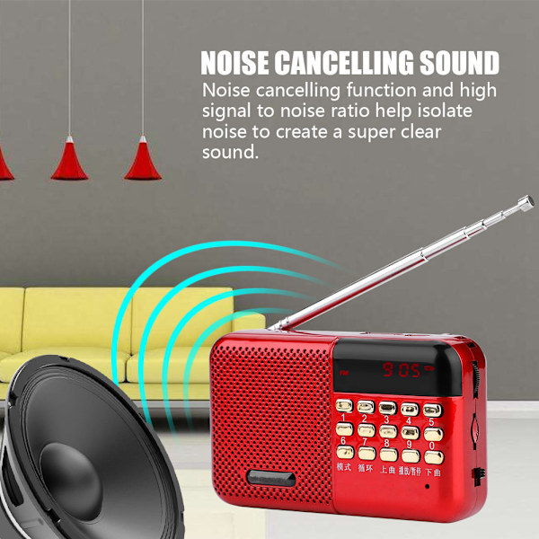 PW Cut -muististereo FM-radio U-levy/TF-musiikki Mini USB FM-radiokaiutin 24 tunnin valmiustilassa