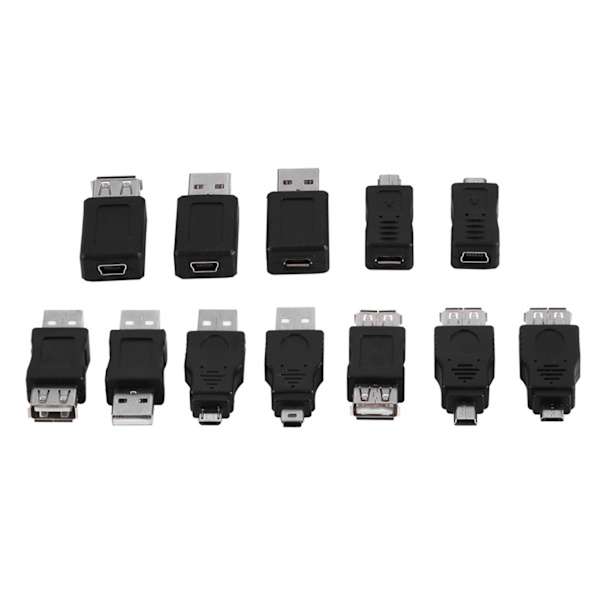 Paket med 12 st olika USB2.0-adaptrar Micro/Mini hane-hona-omvandlare