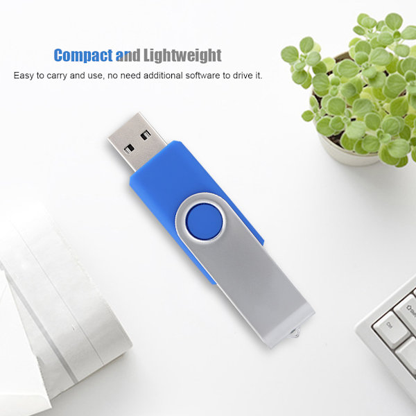 Blå metallrotation höghastighets bärbar USB-minne U-disk minnespinne (64G)