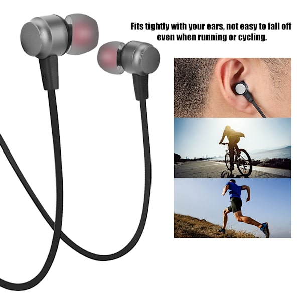 Nakkehengende magnetisk headset sport løpende BT headset øretelefon (grå)