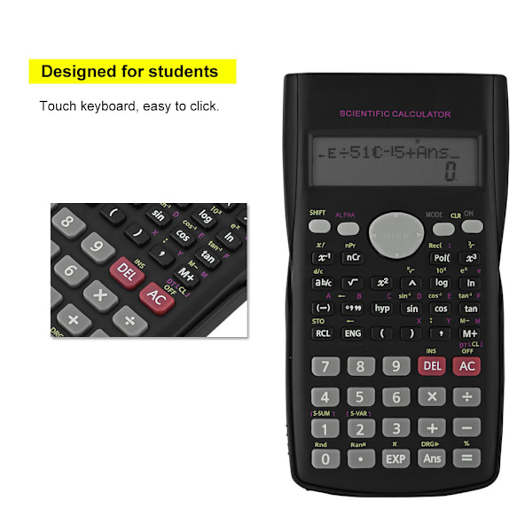 Student Handheld Vetenskaplig Funktionsräknare Bärbar Multifunktionsräknare LED-display