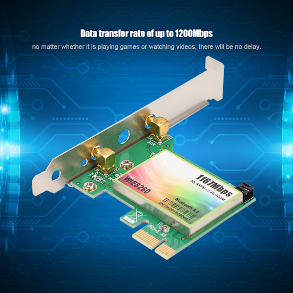 Intel 8260 AC WIE8260 Langaton työpöydän verkkokortti Ulkoinen kaksoiskaista-antenni 1200Mbps