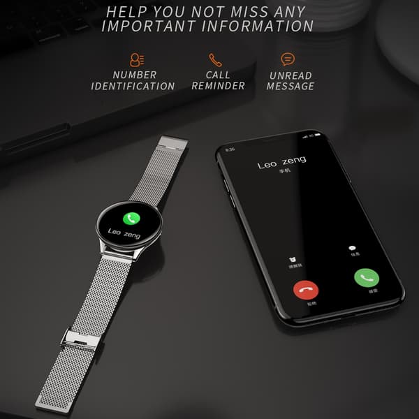 SN58 1,3 tommer Touch Screen Stålrem IP67 Vandtæt Smart Bluetooth Ur Sølvrem
