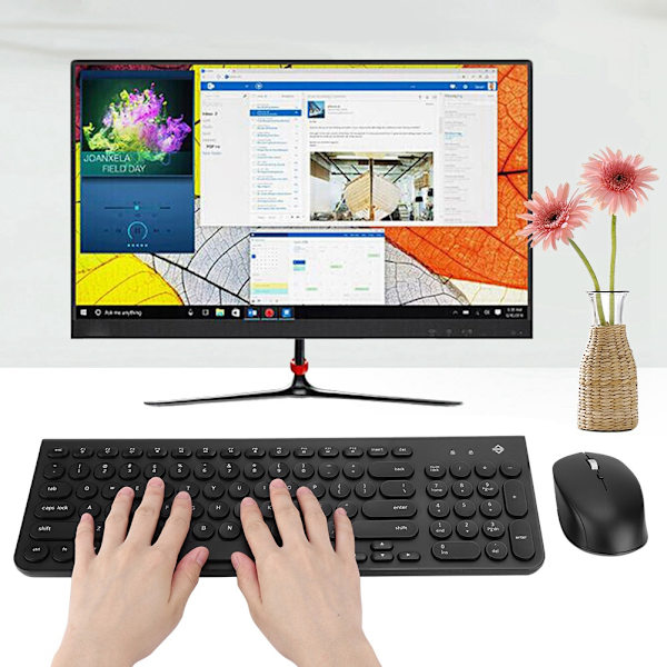 Ajazz 325i 96 Taster 2.4G Trådløst Tastatur Mus Kombo Høy Følsomhet(Svart)