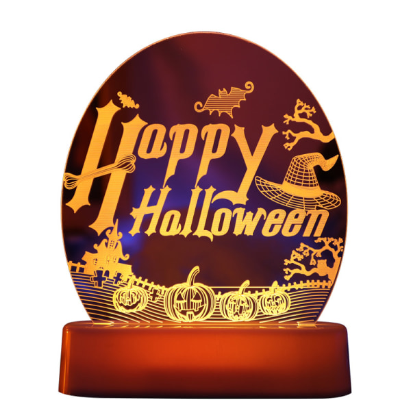 Qinwei Halloween Dekoration Lys Design Græskar Form 3D Natlys Kontrol Halloween Dekoration til Børns Soveværelse Dekoration Lampe, fjernbetjening farve