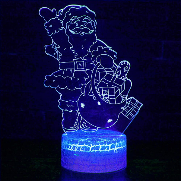 3D Julenissen Nattlys Bordskrive Optisk Illusjon Lamper 7 Farge Skiftende Lys LED Bordlampe Jul Hjem Kjærlighet Bursdag Gave