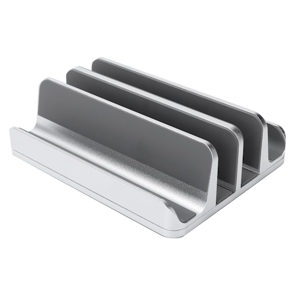 Bærbar computer arrangør aluminiumlegering lodret stativ justerbar dobbelt slot til bærbar computer opbevaring