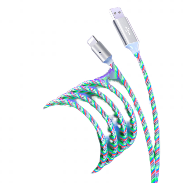 USB C-laddningskabel, Light Up Flowing 5A USB till Type C Snabbladdningskabel för de flesta smartphones