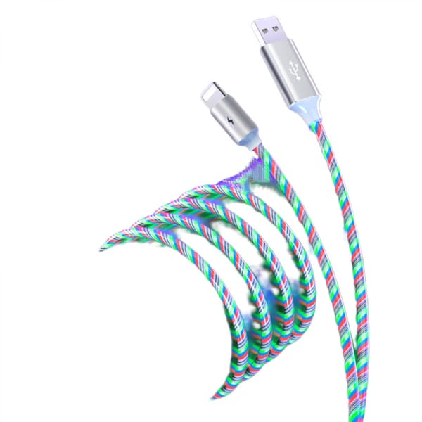 USB C-opladerkabel, lysende strømmende 5A USB til Type C hurtigopladningsledning til de fleste smartphones