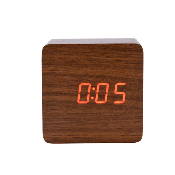 Træ Bluetooth Bas Højttaler Alarm LED Ur Alarm Termometer Display Højttaler