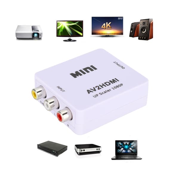 1080P USB-drevet AV til HDMI HD videokonverter for dekoderbokser DVd VCD spillkonsoller (hvit)