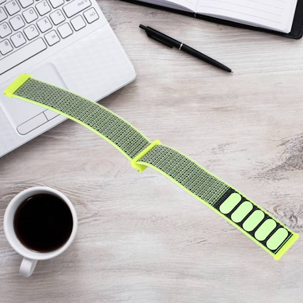 22mm Nylon Canvas Loop Justerbar Storlek Ersättning Klockarmband för Amazfit GTR KlockaFluorescerande Grön
