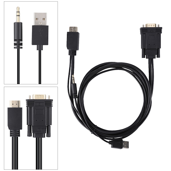 HDMI AM til VGA HDMI-konverteradapterkabel for datamaskin/DVD/digital dekoder