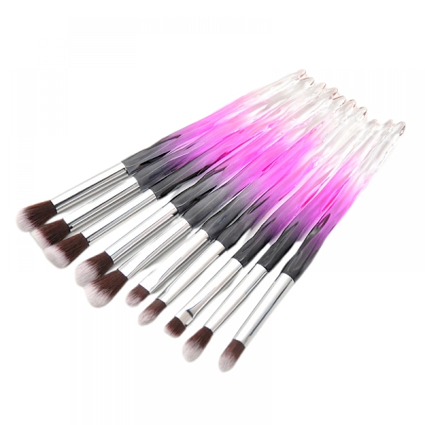 Meikkisiveltimet Kristallikahva Sarja, 10 KPL Kristalli Läpinäkyvä Kahva Meikkivoide Sivellin Eyeliner Kulmakarva Sivellin Ystävänpäivälahjoihin (violetti)