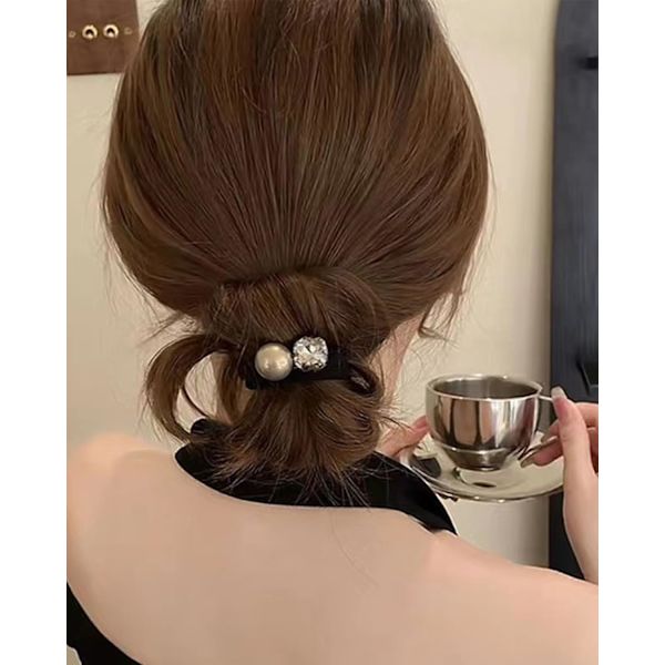 6 stk. Perle Hårbånd Hvid Perle Hår Scrunchies til Kvinder Perle Hestehale Holder Hår Reb Enkelt Perle Elastisk Hårbånd Perle Hår Tilbehør