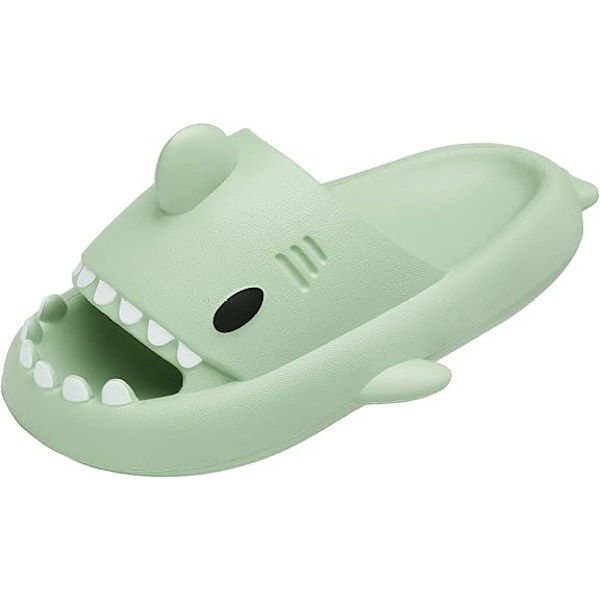 Herr- och damsandaler i form av hajmoln, tofflor för sommaren, nya öppna tofflor med halkfria stränder, pool- och duschskor med tjock sula Green 38/39