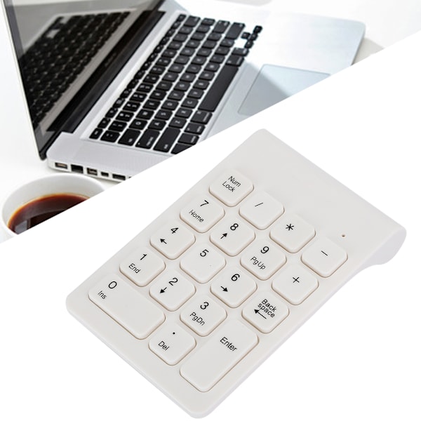 MAIKOU USB2.0 Trådlöst tangentbord 2,4 GHz-2,483 GHz Mini 18 tangenter Vit numeriskt tangentbord för surfplattor Bärbara datorer