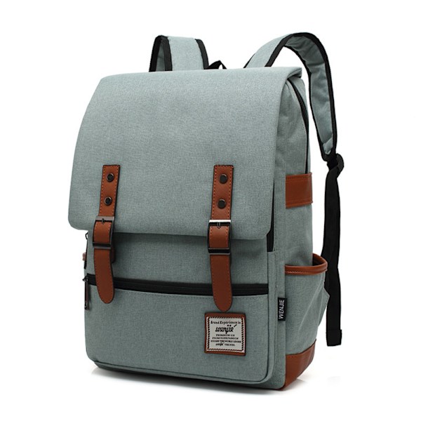 Vattentät bärbar ryggsäck för handbagage, arbetsryggsäck för affärsresor, skolväska, moderiktig skolväska för högskolan Black zipper light green M