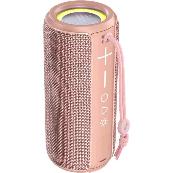 Langaton F21 Bluetooth kaiutin, vedenpitävät ulkokaiuttimet valolla, HiFi-stereoääni, 24 tunnin soittoaika, lahja miehille ja naisille musiikin nauttimiseen Pink