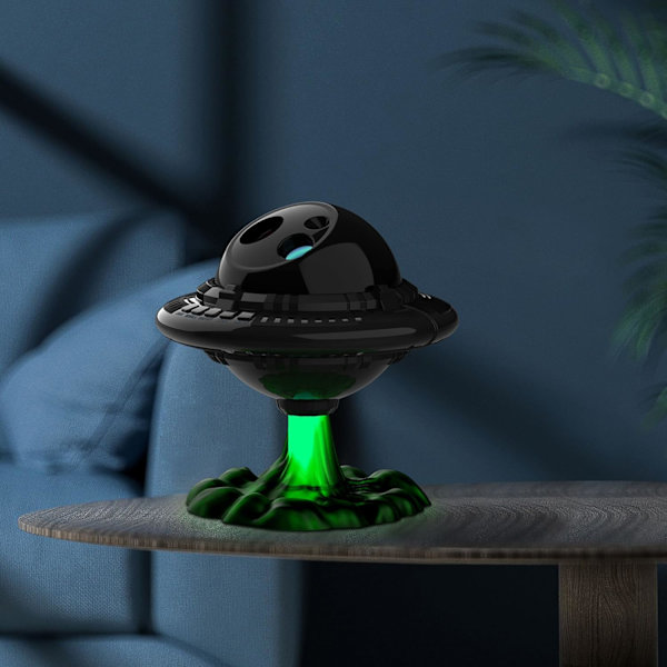 UFO Stjerneprojektor Nattlys, Galaxy Starry Nebula Projektorlys; Blinkende Stjernelys, Romskip, Varierende Flammefarge med Timer, Fjernkontroll for Rom