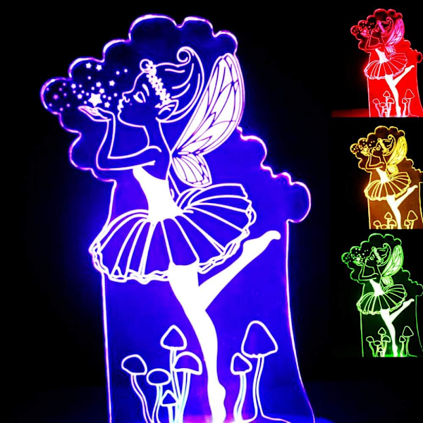 3D Ballet Engel Ving Natlys Lampe Illusion Nat Led 7 Farve Skiftende Berøringskontakt Bord Skrivebord Dekoration Lamper Gave med Akryl Flad USB Ca