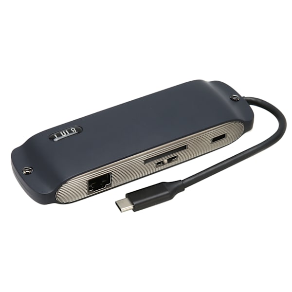 8 i 1 Dockningsstation Multifunktion 4K30Hz HD Multiport USB 100M Nätverksport USB C Hub Adapter Marinblå