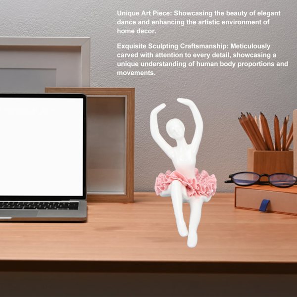 Balletdanser Statue Pink Ballerina Figur Keramisk Figur Dekoration til Bord Hylde Soveværelse Stue