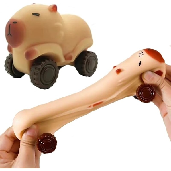 1 st Handgjord Capybara Bil Stress Squishy Leksaker med Hjul, Söta Djur Fidget Leksaker, Sensoriska Leksaker för Stresslindring, Mjukt Kläm Lek brown