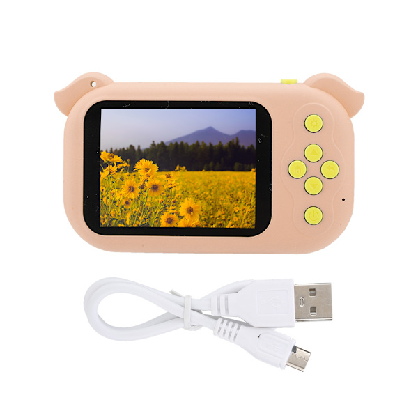 Barnas bærbare mini digitalkamera 680mAh Støtte TF-kort opptil 128G Piggy Pattern Rosa