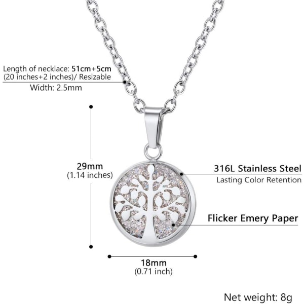 Livets träd Halsband, Naturligt Spirituellt Halsband, Familjeträd Halsband, Herr Dam Smycken, Kommer Presentask silver flicker