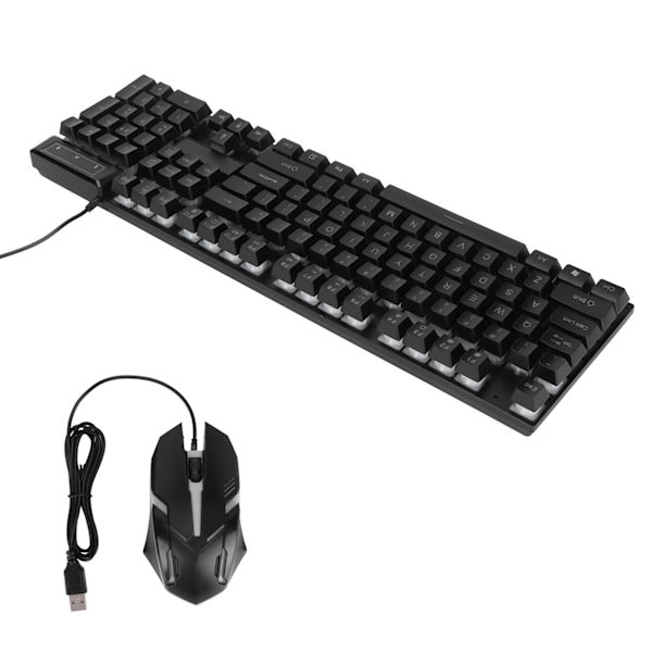 Spelkombination med tangentbord och mus, 104 tangenter, LED-bakgrundsbelysning, ergonomisk, vattentät, snabb respons, spelmus och tangentbord D500 svart set